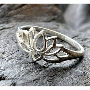 Lotus Flower Ring 925 Sterling Thailand Size 5.75
